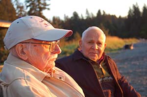 Walt Parker and Iver Malutin on a beach in Seldovia, September 2010